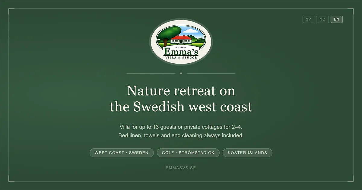 West Coast Golf & Nature Stay at Emma's Villa & Stugor