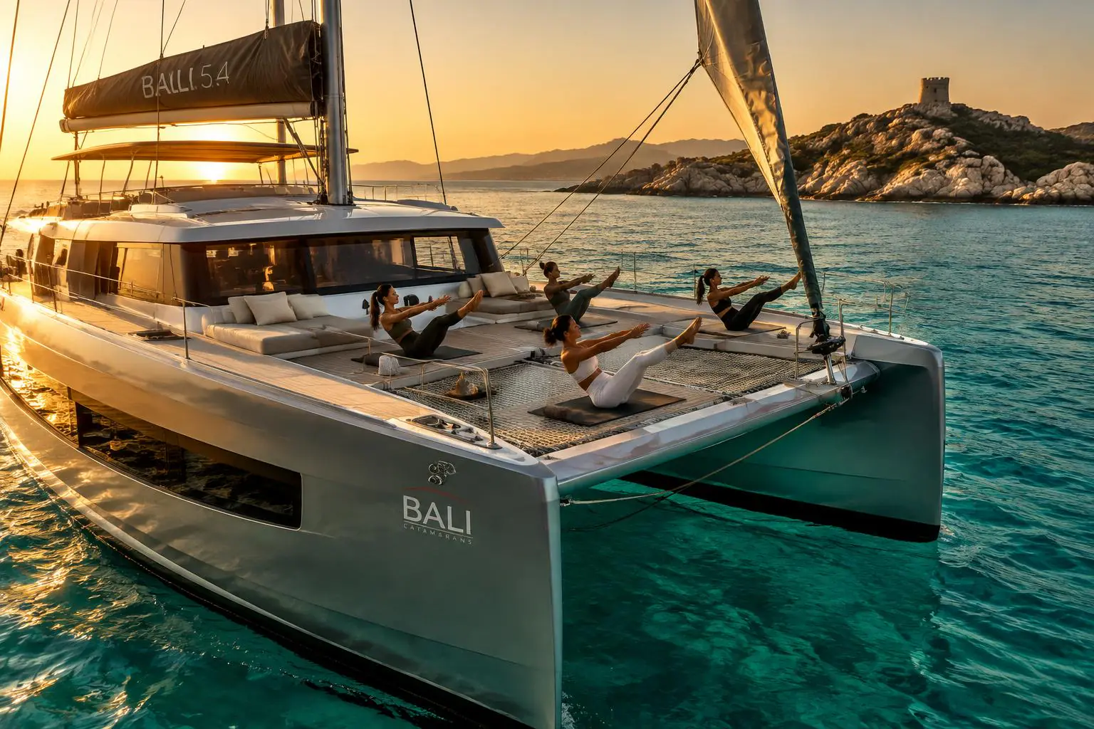 Women's Sailing and Pilates Week Aboard a Private Catamaran in Sardinia and Corsica