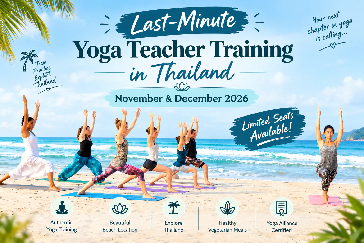 23-Day Beachfront Yoga Teacher Training on Koh Samui: Become a Certified RYT 200 Before the New Year