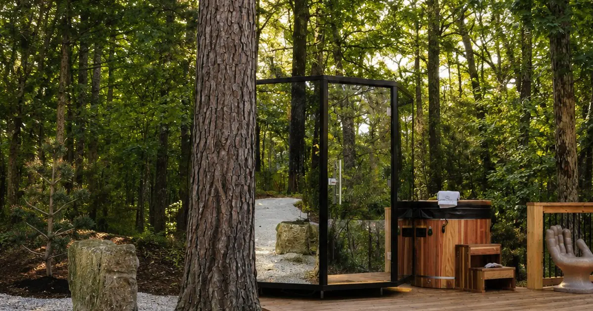 Nordic Sauna and Cold Plunge Forest Retreat in the Ozarks